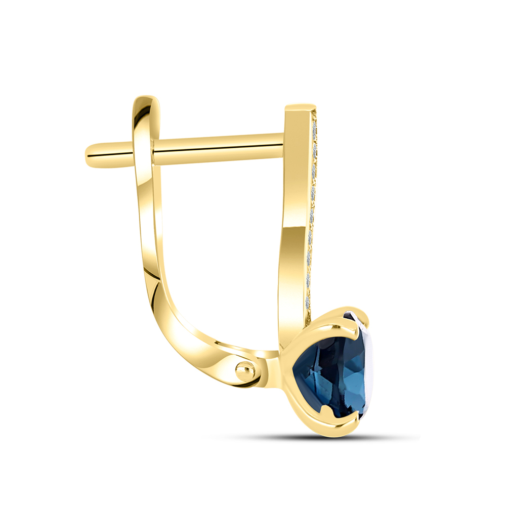 BUY 14K GOLD WITH NATURAL LONDON BLUE TOPAZ GEMSTONE EARRING